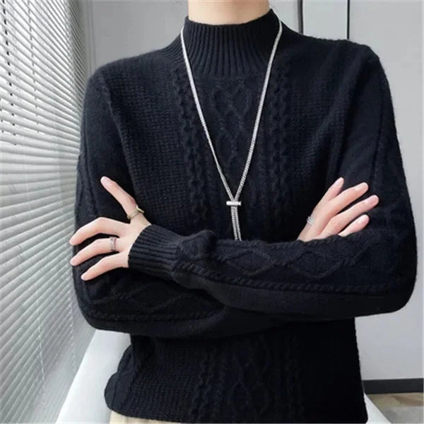 Women's Sweater Spring Autumn Outside Wear Pullovers Half High Collar Knitwear Fashion Long Sleeve Pull Femme Sueter Tops