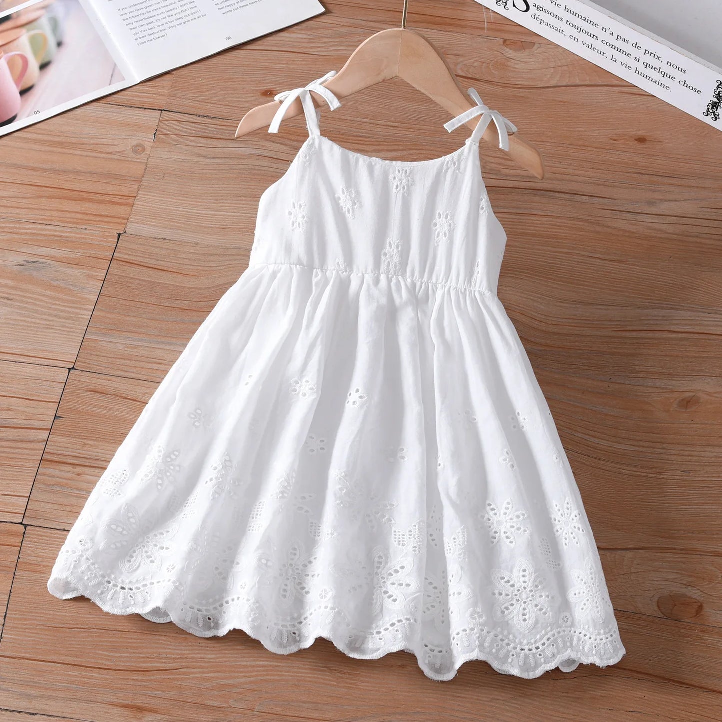Girls Casual Dresses Lace Embroidered Halter Dress Party Dress for Kids Girl Kids Dresses Wedding Princess Dress