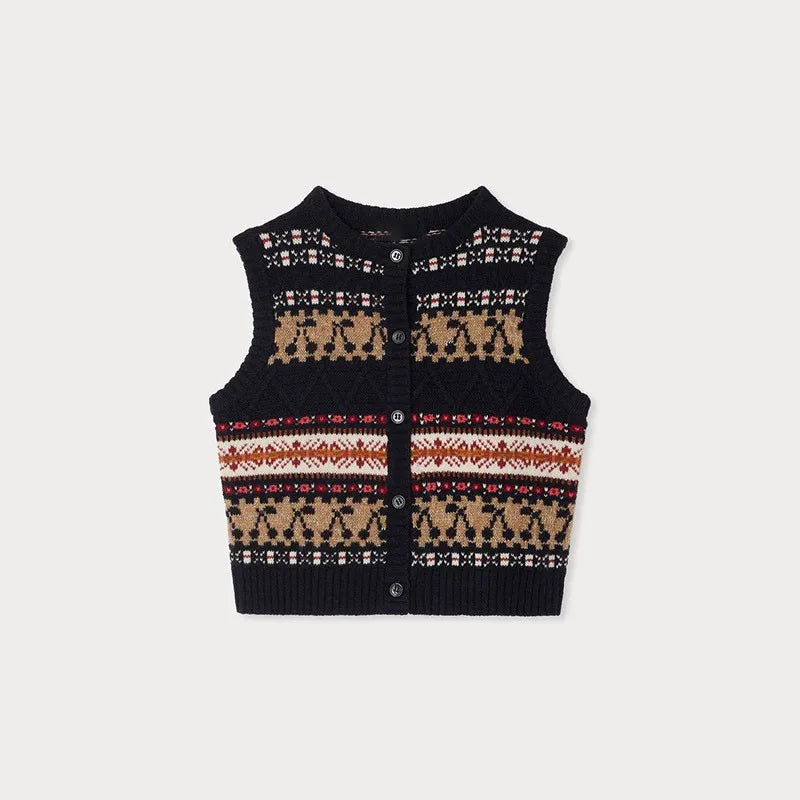 OUYANG&IVAN Bp Autumn/winter Wool Sweater for Boys Striped Crew Neck Long Sleeve Pullover Sweater Kid Cardigan