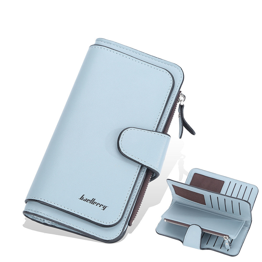 Women's Wallet Three-fold Long Korean Style Multiple Card Slots Zipper Wallet Women's Clutch