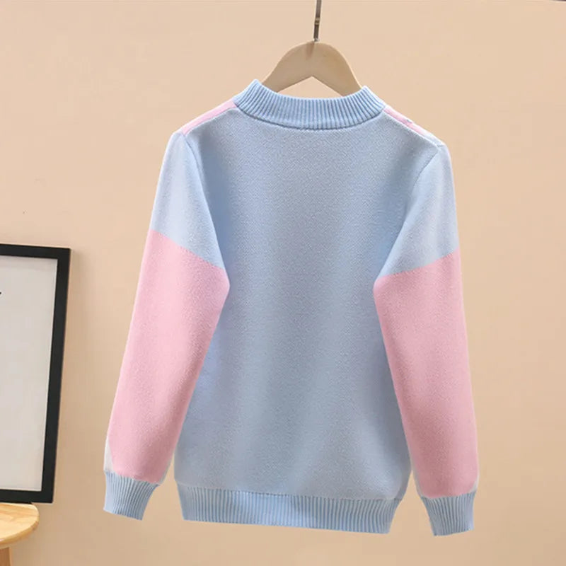 Warm Sweater For Girls New 2025 Autumn Winter Fashion Kids Cotton Knitted Pullover For Children's 4-15 Years Wear LC329
