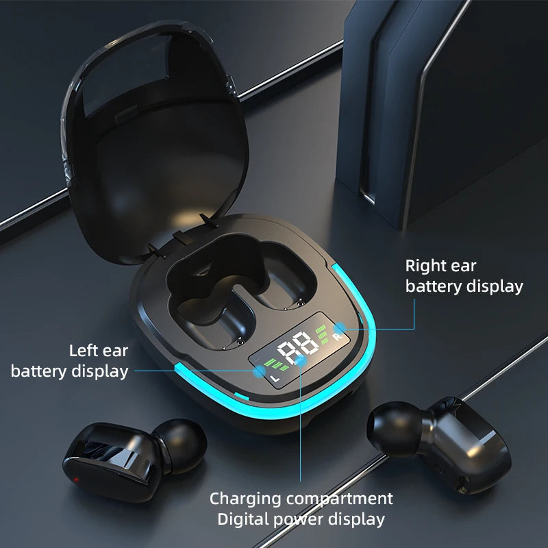 Bluetooth Earphones LED Dispay Bluetooth Headphone HiFi Stereo Music Wireless Earbuds Waterproof Gaming Noise Cancelling Headset