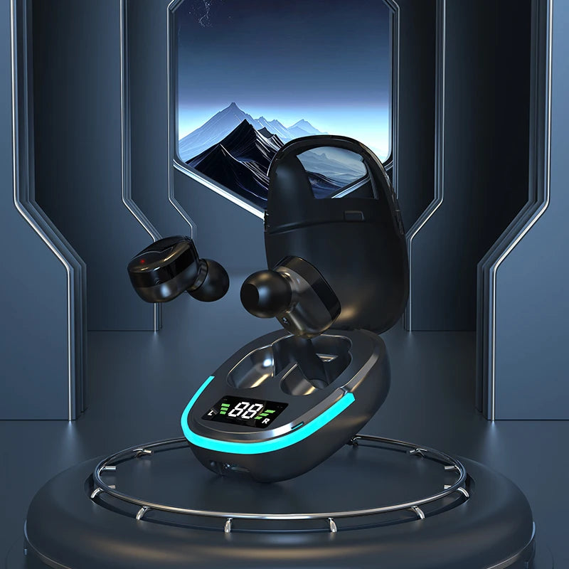 Bluetooth Earphones LED Dispay Bluetooth Headphone HiFi Stereo Music Wireless Earbuds Waterproof Gaming Noise Cancelling Headset