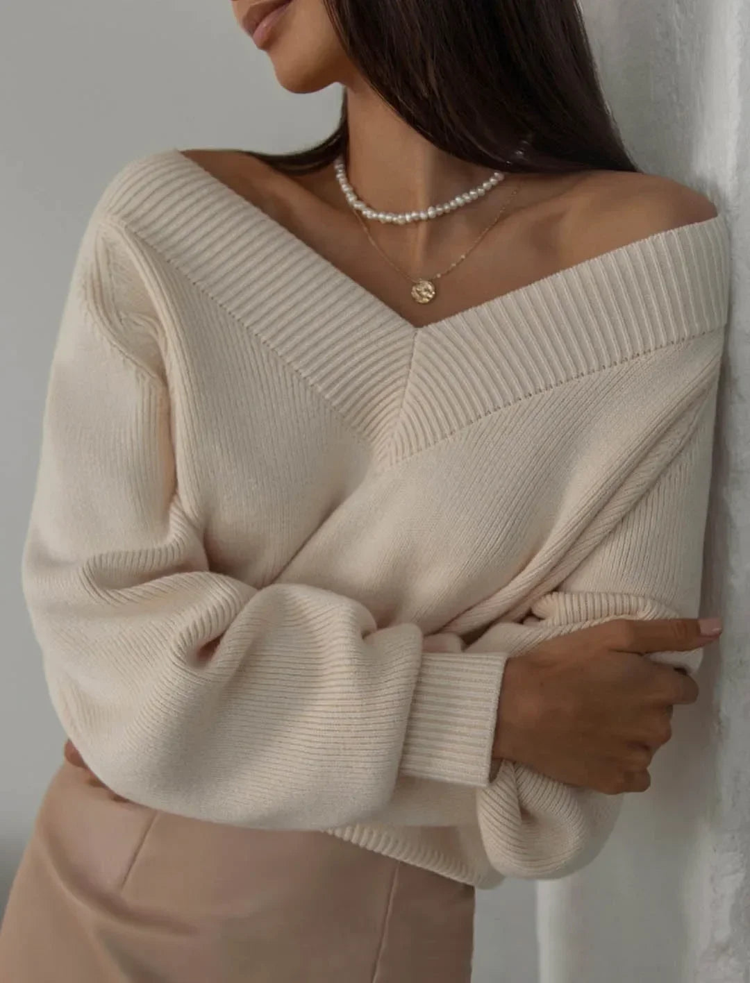 Fashion Sweater Woman Winter 2025 Vintage Oversize Sweaters Female Knitted Top V-neck Jumper Long Sleeve Autumn Women's Pulovers