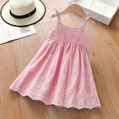 Girls Casual Dresses Lace Embroidered Halter Dress Party Dress for Kids Girl Kids Dresses Wedding Princess Dress