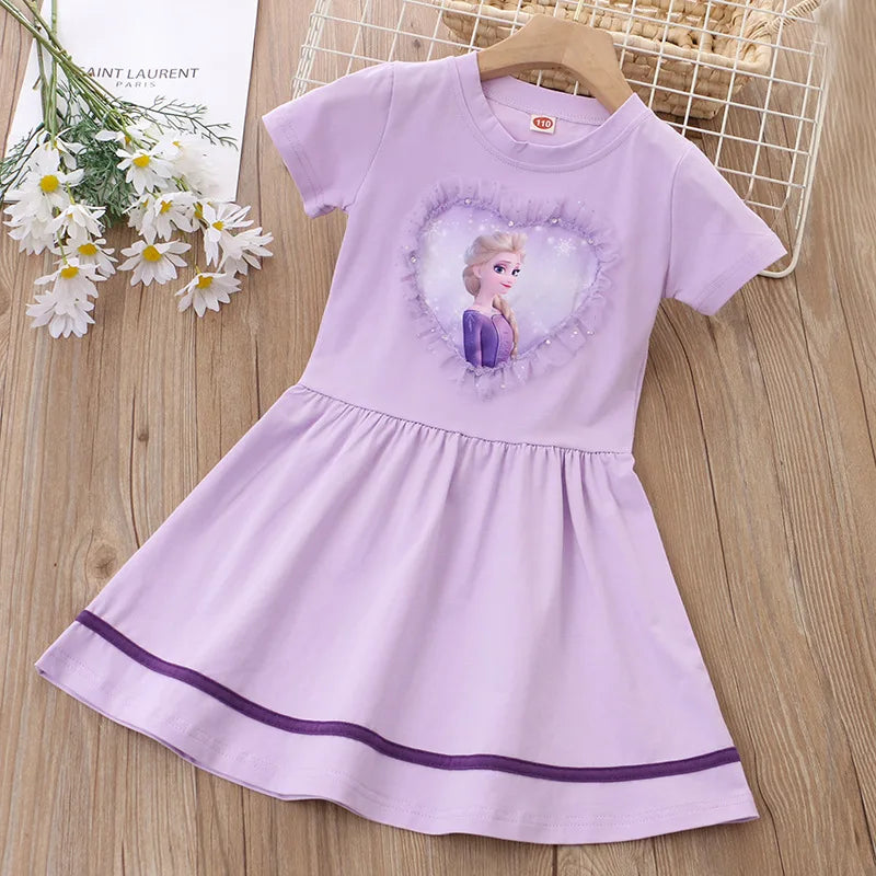 Girls Clothes 2025 New Summer Princess Dresses Flying Sleeve Kids Dress Frozen Elsa Party Baby Dresses for Children Clothing