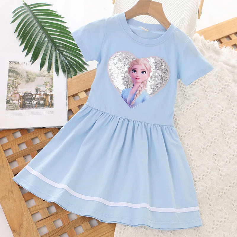Girls Clothes 2025 New Summer Princess Dresses Flying Sleeve Kids Dress Frozen Elsa Party Baby Dresses for Children Clothing