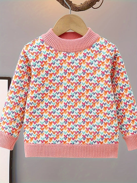 Girls' Sweater New Style Autumn and Winter Fashionable Children's Tops Baby Girl Winter Clothing Base Layer Fleece Knitwear