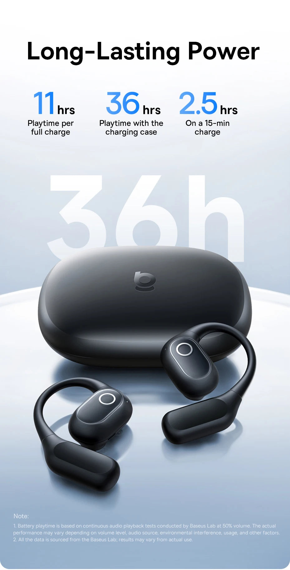 Baseus Eli 2i Fit Open-Ear Earphones True Wireless Bluetooth 6.0 Ear Hooks Headphones IPX5 Waterproof Sports Earbuds Bass Boost