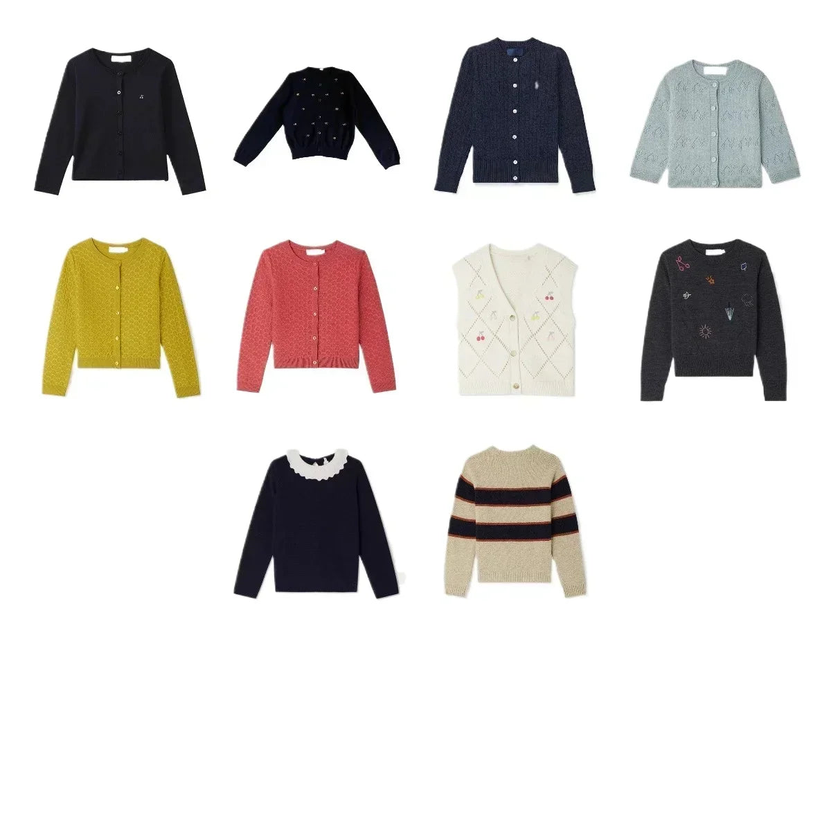 OUYANG&IVAN Bp Autumn/winter Wool Sweater for Boys Striped Crew Neck Long Sleeve Pullover Sweater Kid Cardigan