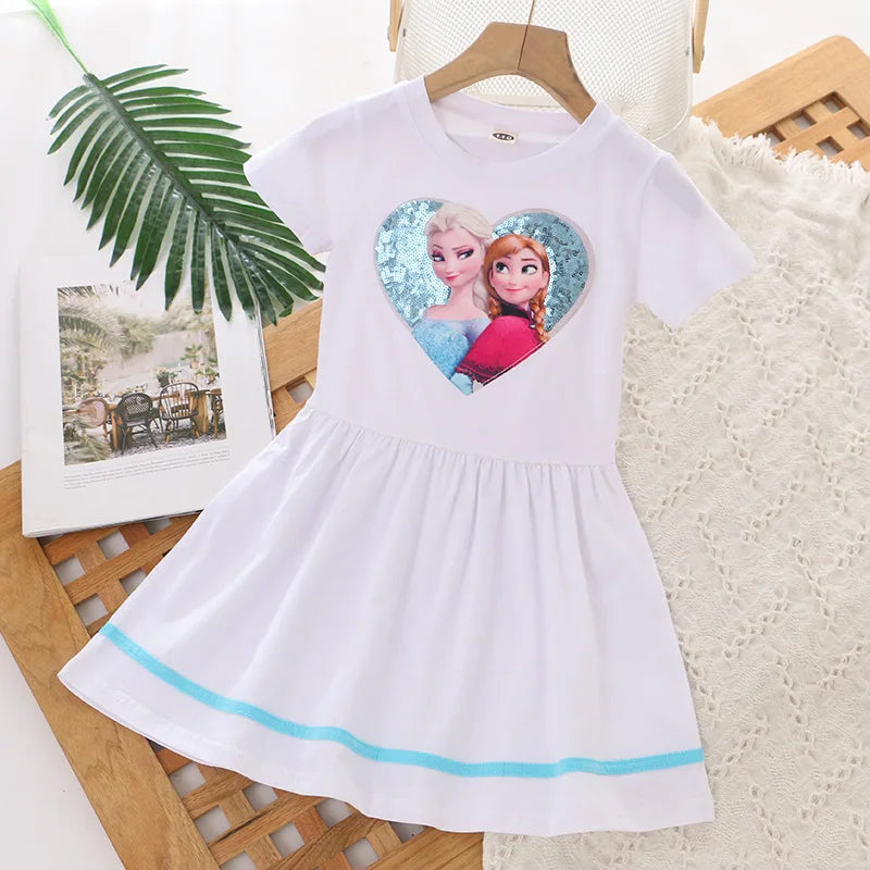 Girls Clothes 2025 New Summer Princess Dresses Flying Sleeve Kids Dress Frozen Elsa Party Baby Dresses for Children Clothing