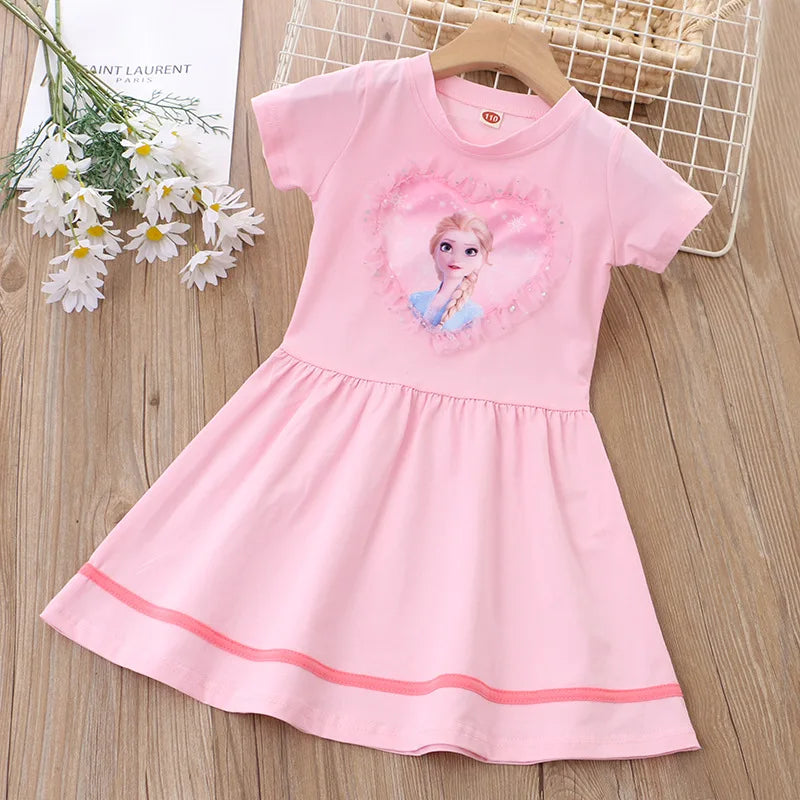 Girls Clothes 2025 New Summer Princess Dresses Flying Sleeve Kids Dress Frozen Elsa Party Baby Dresses for Children Clothing
