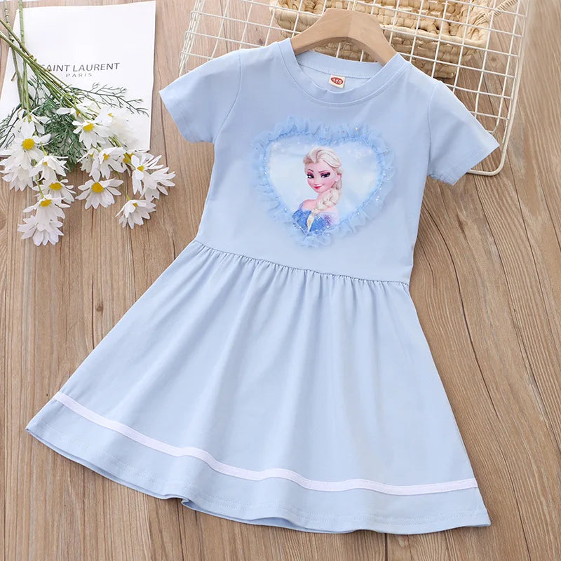 Girls Clothes 2025 New Summer Princess Dresses Flying Sleeve Kids Dress Frozen Elsa Party Baby Dresses for Children Clothing
