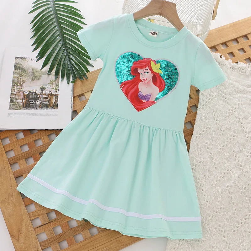 Girls Clothes 2025 New Summer Princess Dresses Flying Sleeve Kids Dress Frozen Elsa Party Baby Dresses for Children Clothing