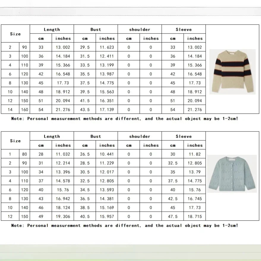 OUYANG&IVAN Bp Autumn/winter Wool Sweater for Boys Striped Crew Neck Long Sleeve Pullover Sweater Kid Cardigan
