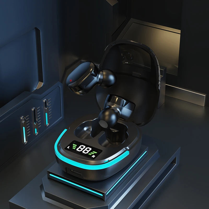 Bluetooth Earphones LED Dispay Bluetooth Headphone HiFi Stereo Music Wireless Earbuds Waterproof Gaming Noise Cancelling Headset