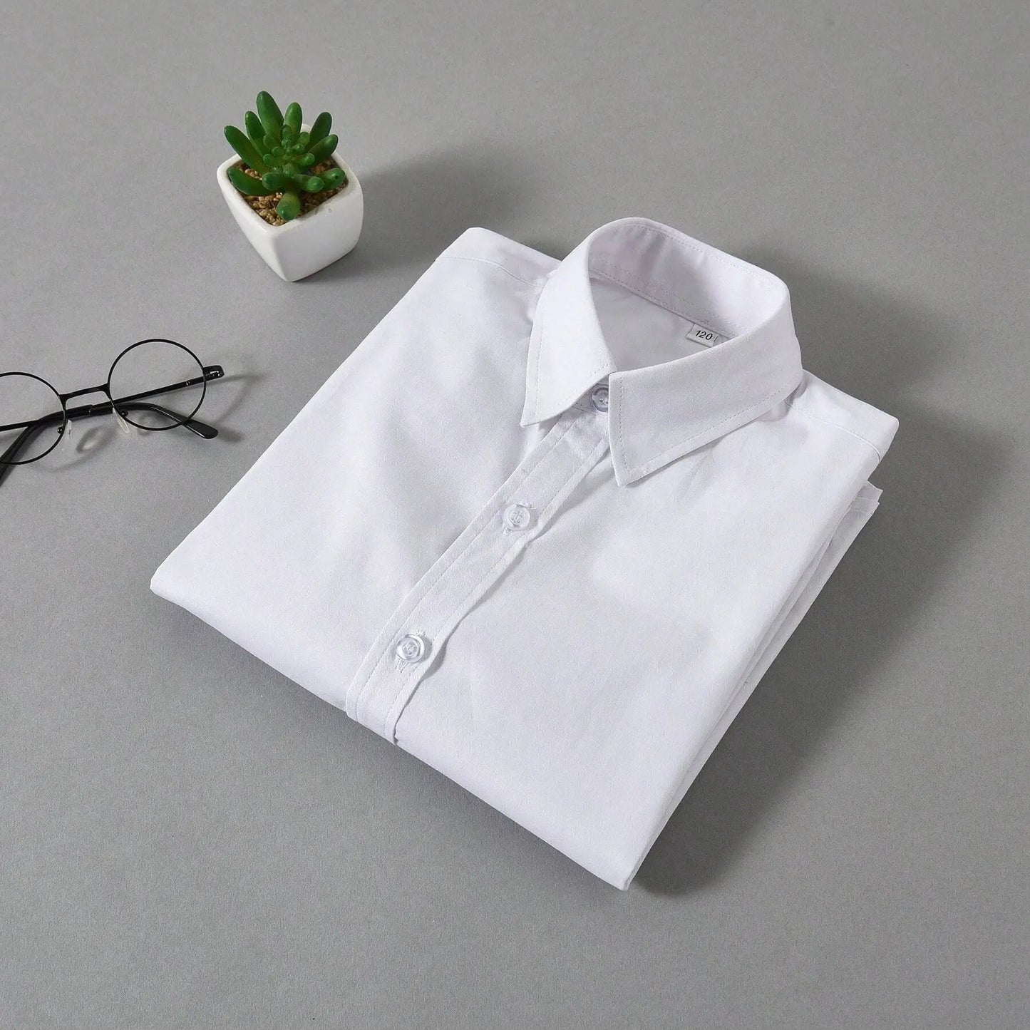 Children Long Sleeve White Shirts School Uniforms