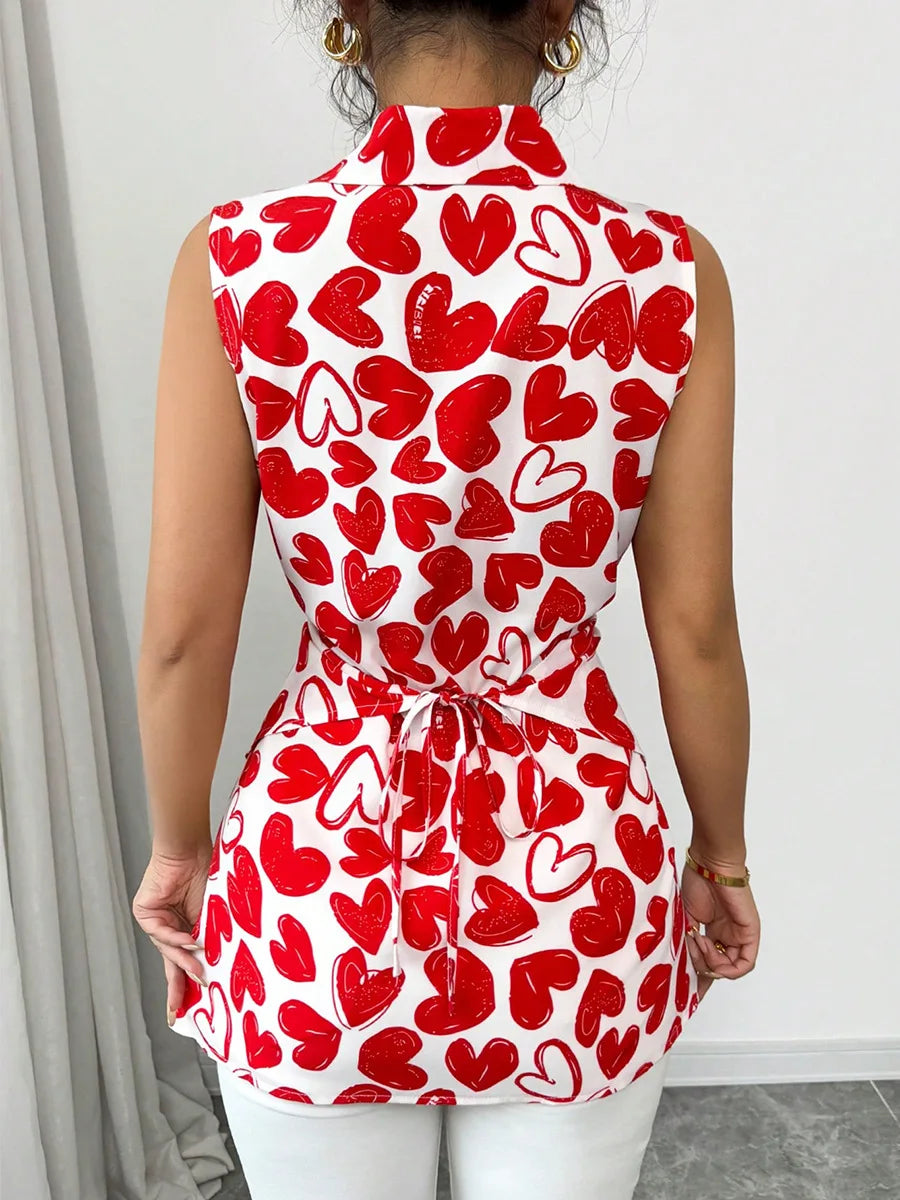 Elegant Blouses For Women Ruffle Short Sleeve Top Fashion Print Shirts & Blouses Youthful Woman Clothes Summer Trend 2025