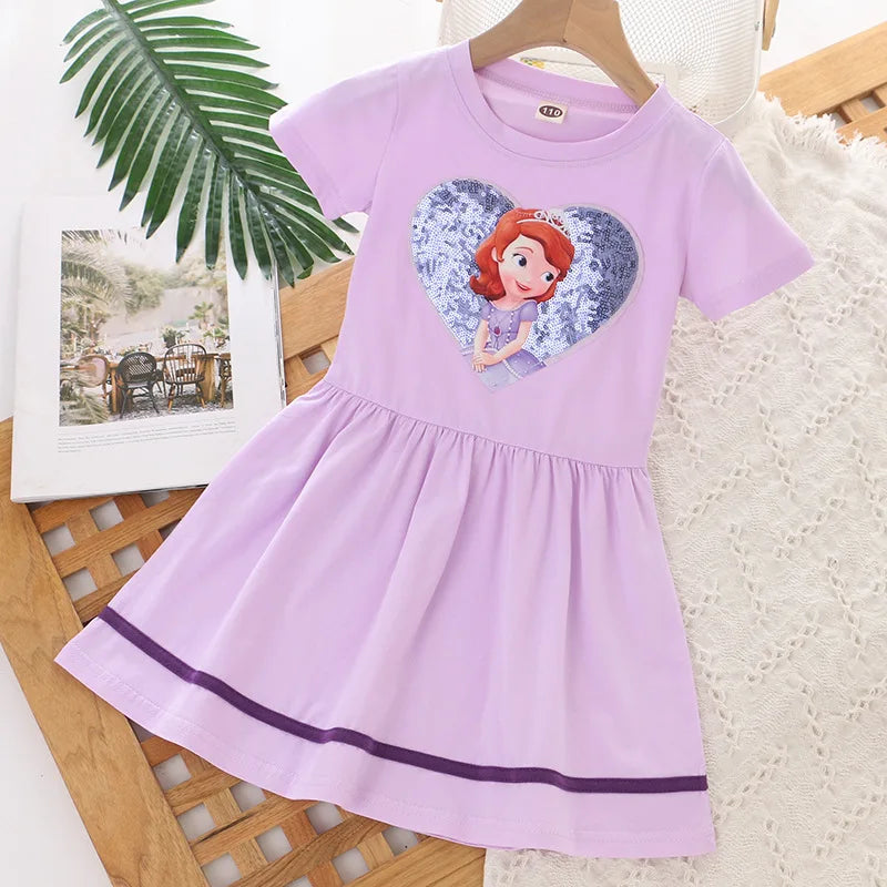 Girls Clothes 2025 New Summer Princess Dresses Flying Sleeve Kids Dress Frozen Elsa Party Baby Dresses for Children Clothing