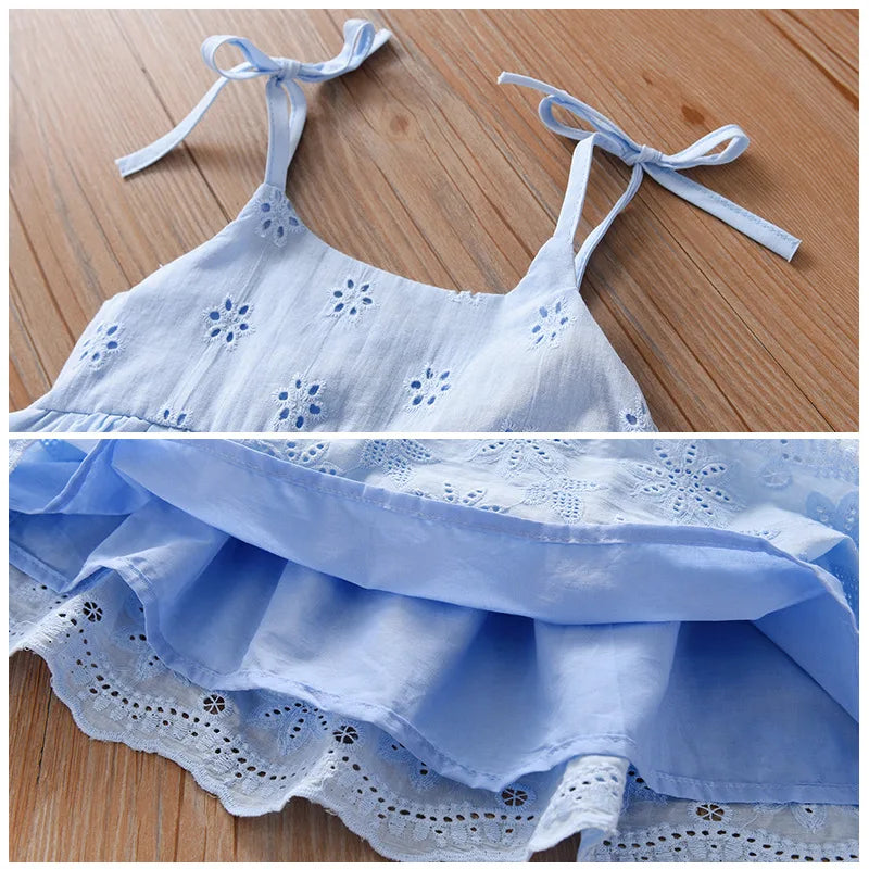 Girls Casual Dresses Lace Embroidered Halter Dress Party Dress for Kids Girl Kids Dresses Wedding Princess Dress