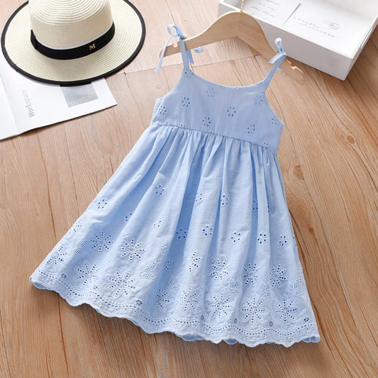 Girls Casual Dresses Lace Embroidered Halter Dress Party Dress for Kids Girl Kids Dresses Wedding Princess Dress
