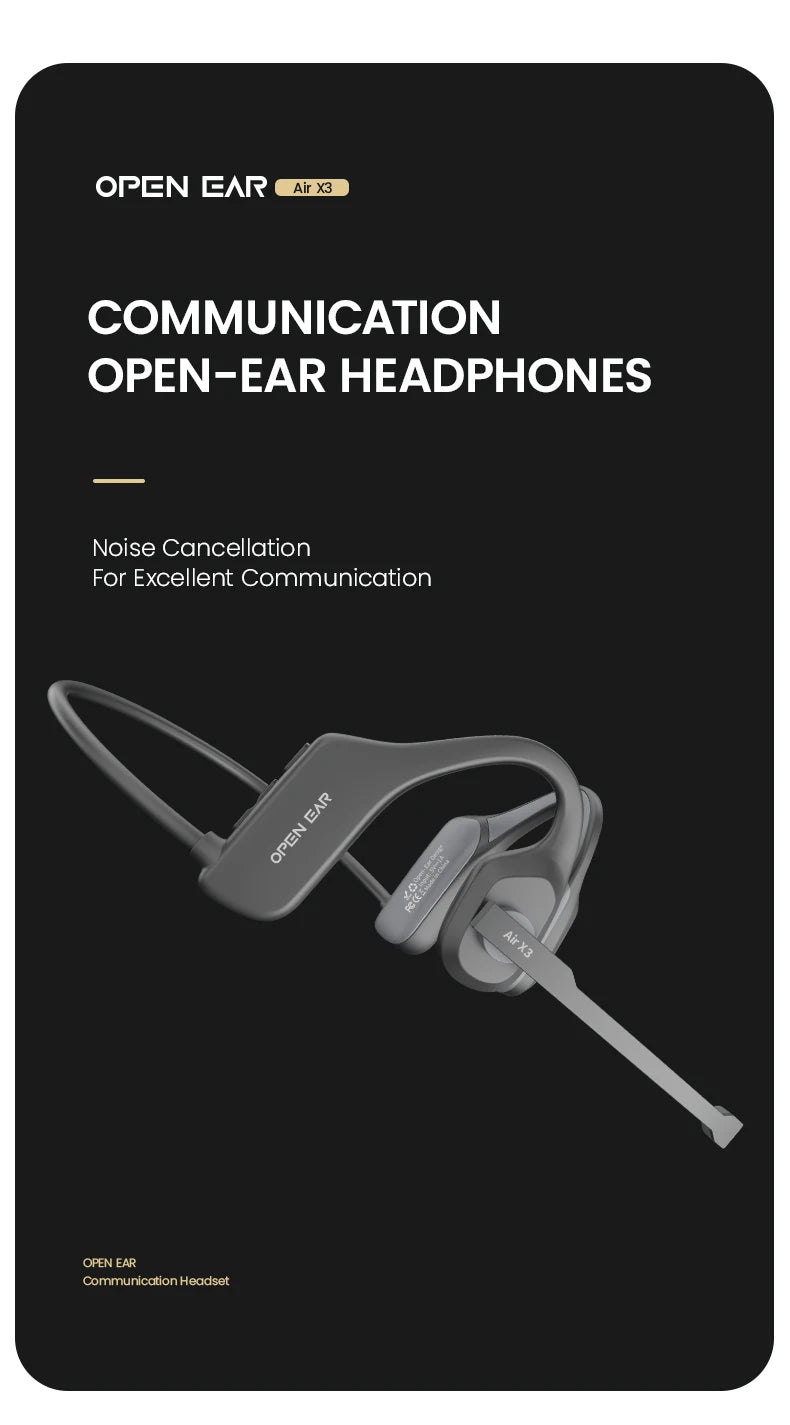 EASYBUDS Handsfree Bluetooth Air Bone Conduction Earphones With Noise Cancelling Boom Microphone Business Open Ear Headphones